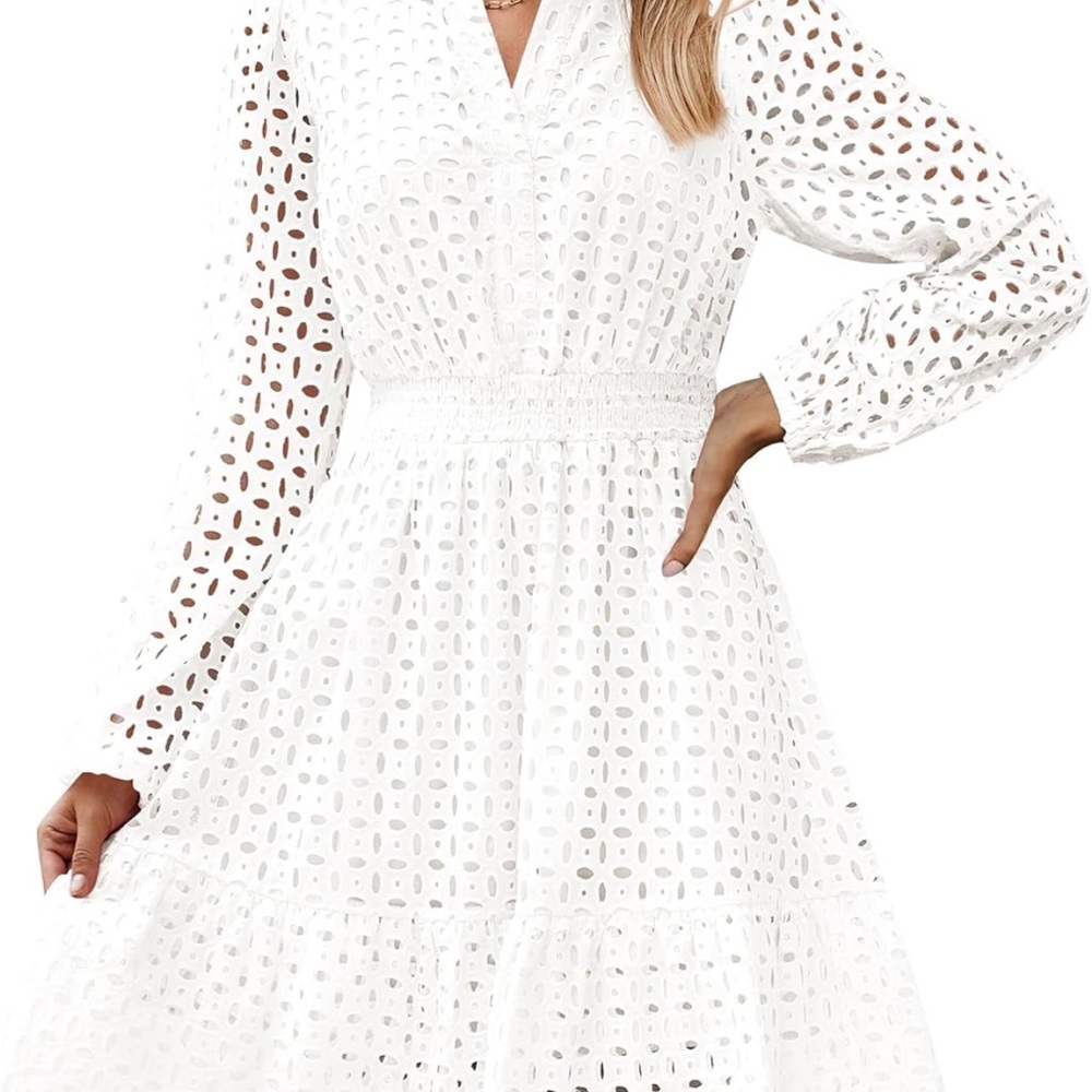 Elegant White Eyelet Dress